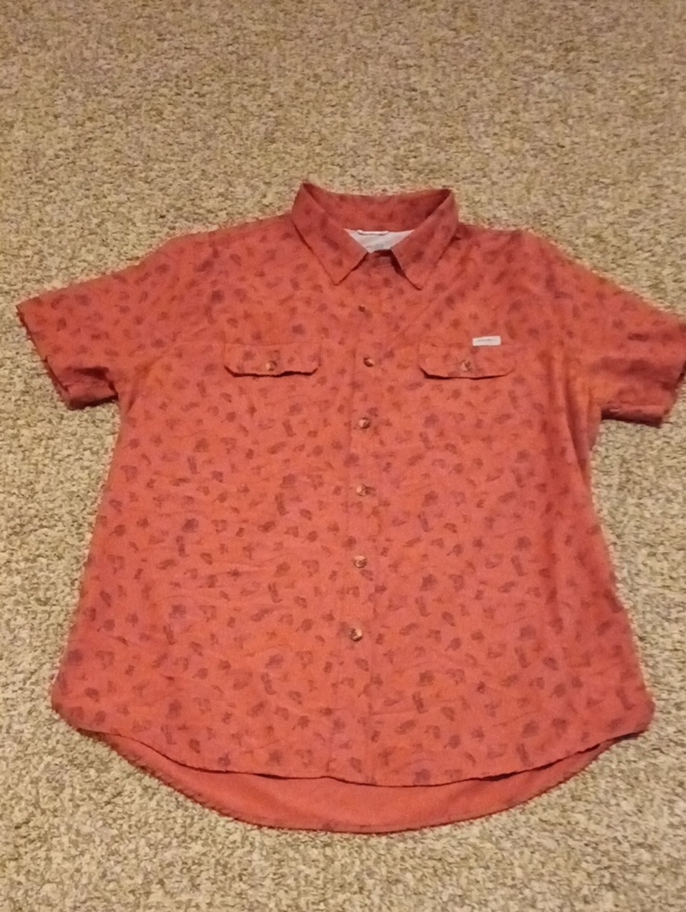 Men's Eddie Bauer Short-Sleeve Button-Up Shirt - Rust Print